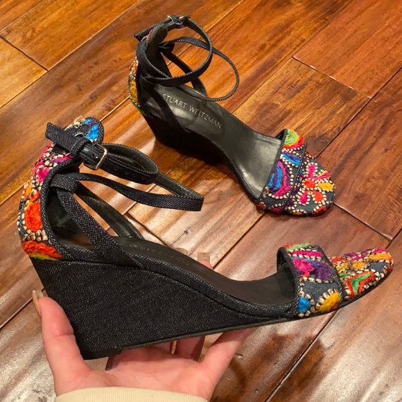 Vintage Stuart Weitzman Colorful Crochet Wedges